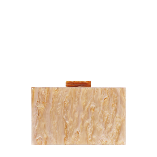 Marbled Resin Box Clutch Natural
