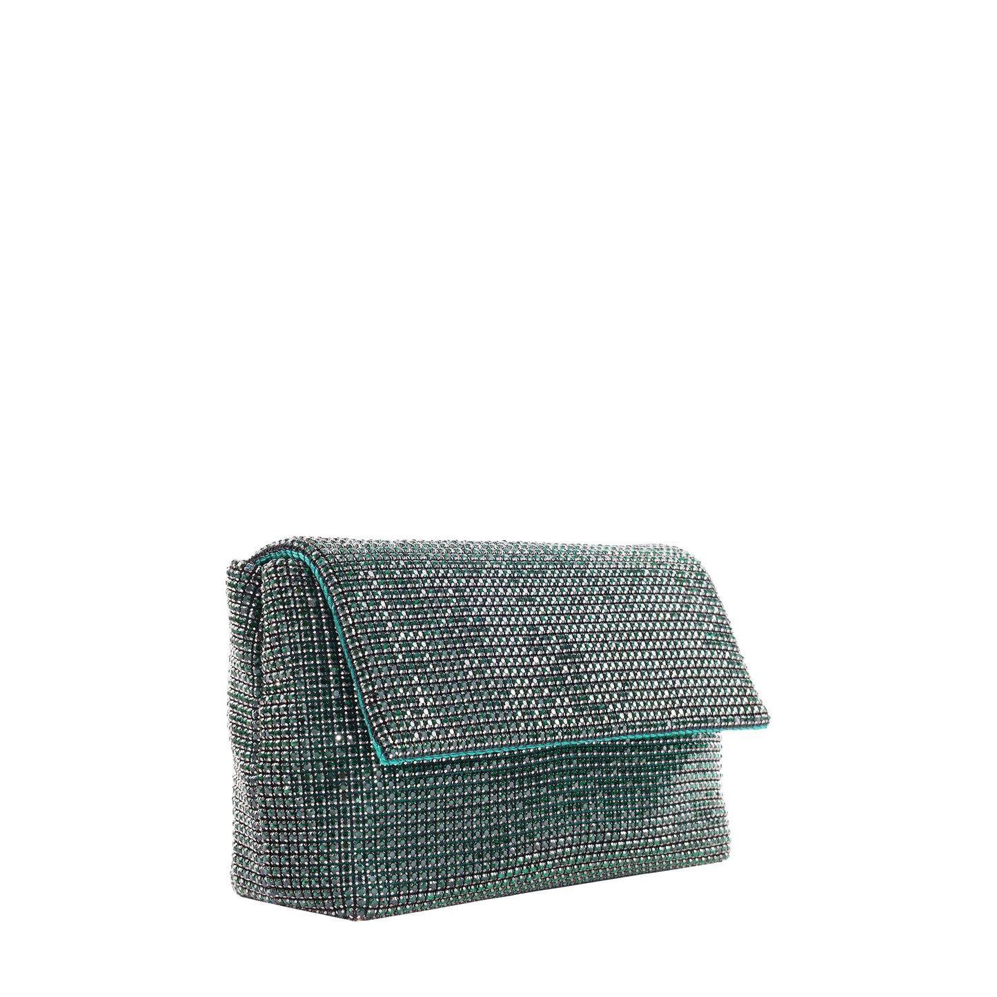Rhinestone Flap Bag With Chain Strap Green