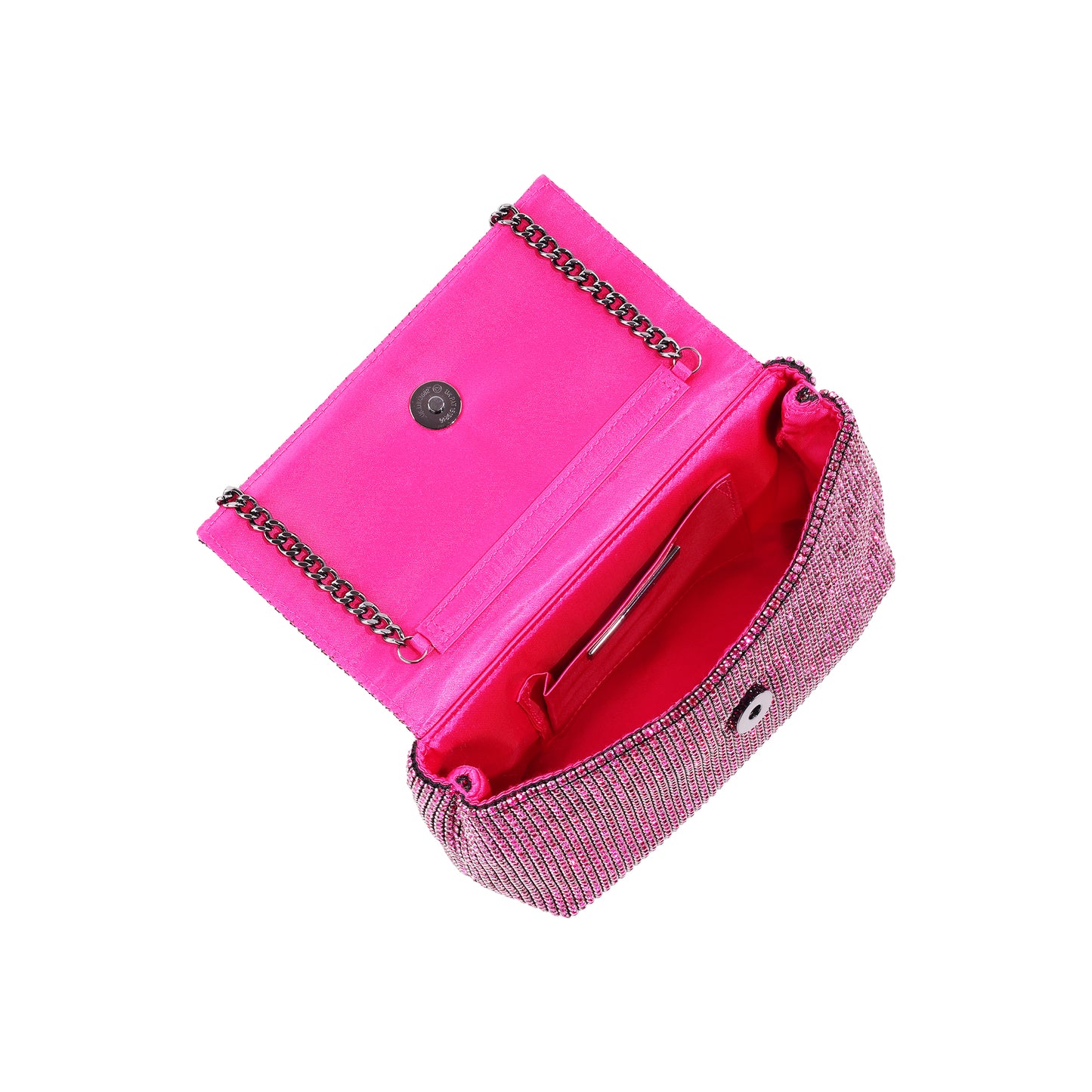 Rhinestone Flap Bag With Chain Strap Pink