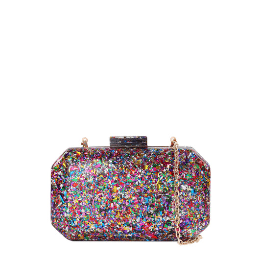 Confetti Evening Clutch With Chain Strap Multi