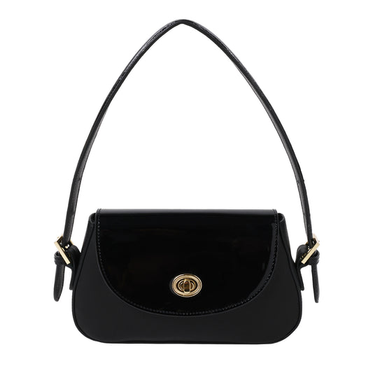 Nappa Leather With Patent Leather Flap Black