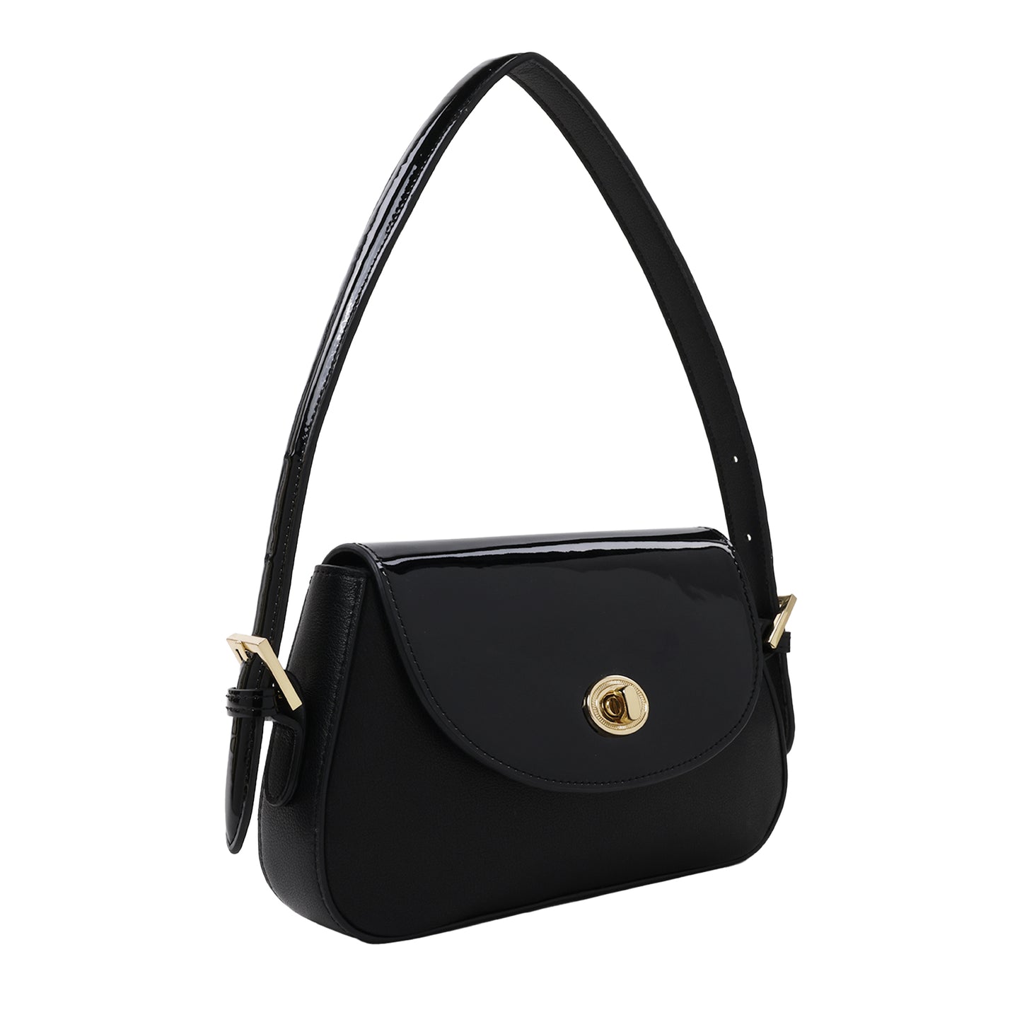 Nappa Leather With Patent Leather Flap Black