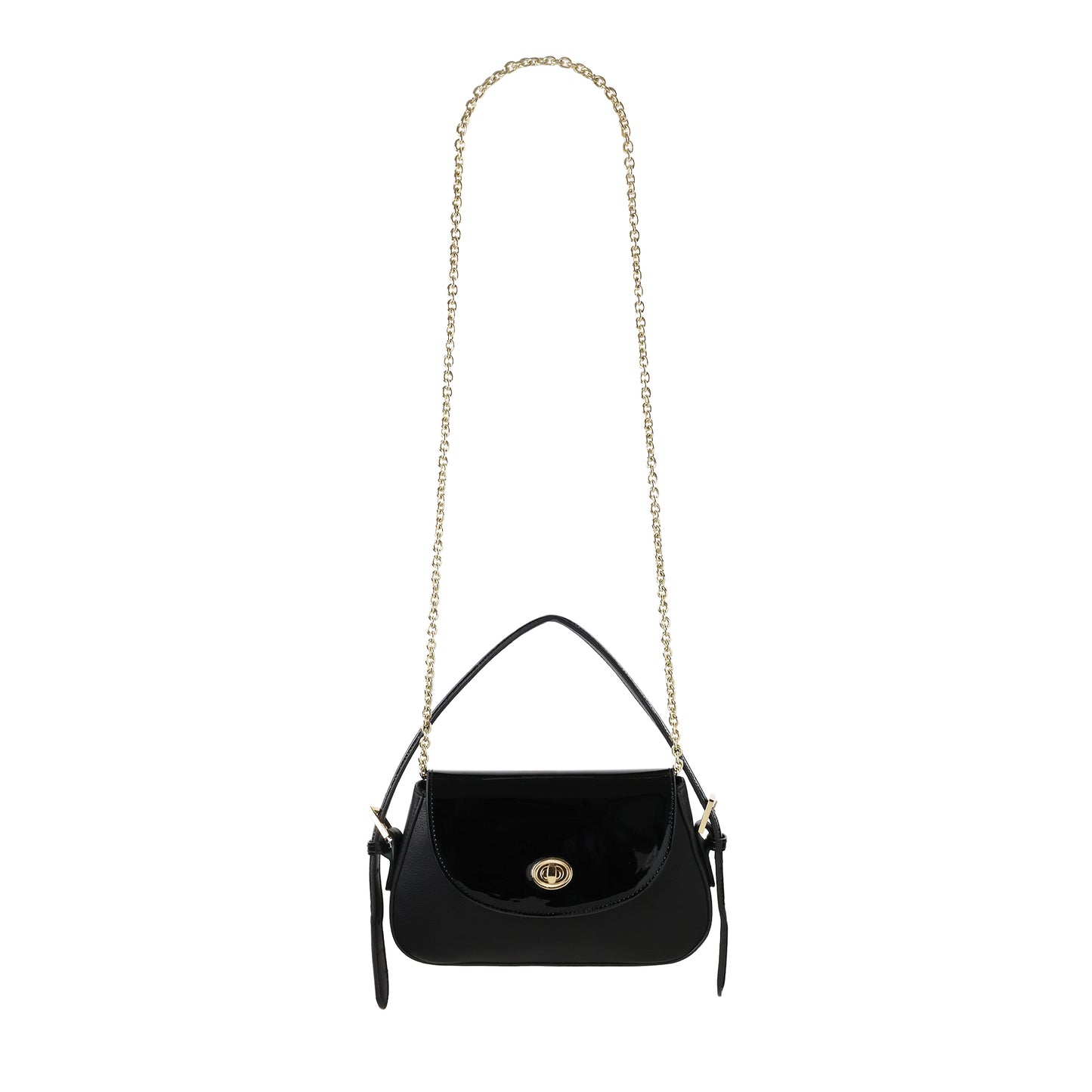 Nappa Leather With Patent Leather Flap Black