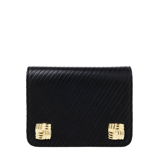 Leather Top Handle Flap With Decorative Stud Detail Black