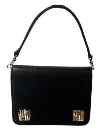 Leather Top Handle Flap With Decorative Stud Detail Black