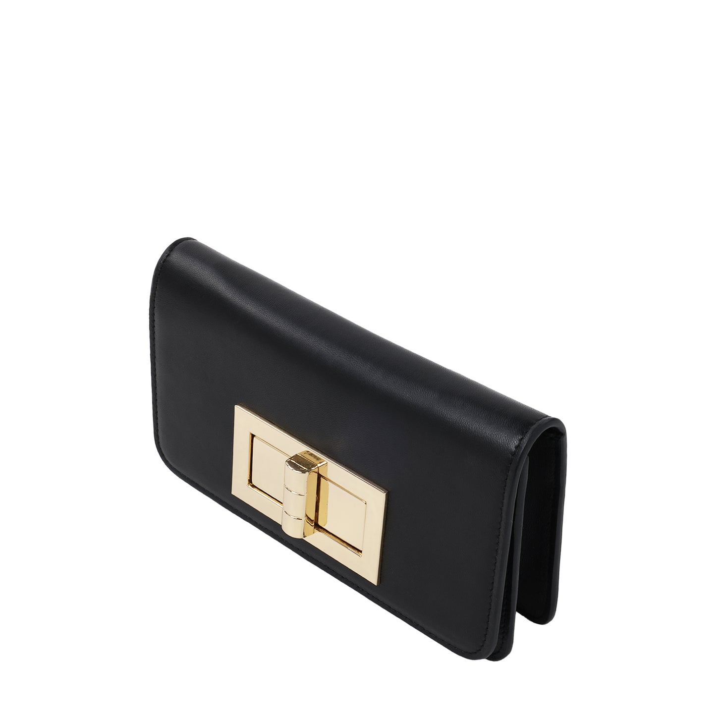 Napa Leather Top Handle Flap With Turn Lock Detail Black