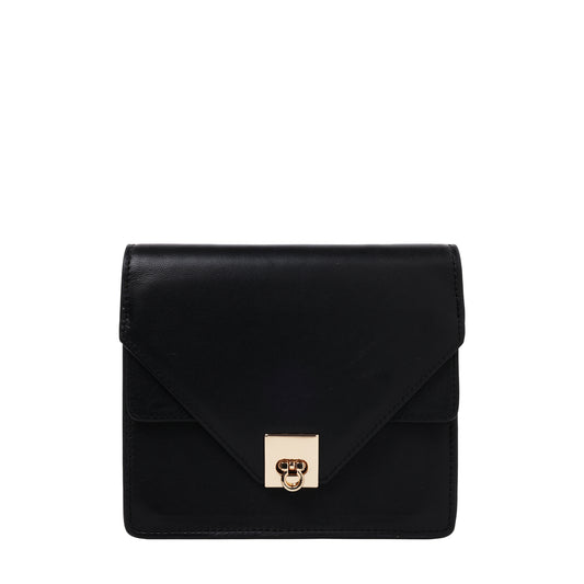 Double Flap Cross Body Black