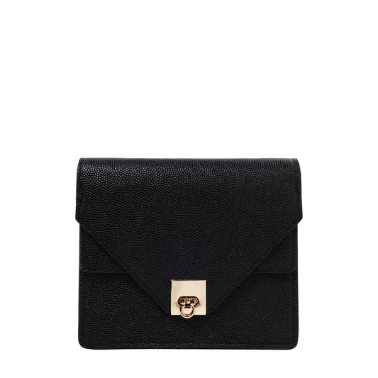 Double Flap Caviar Leather Cross Body Black