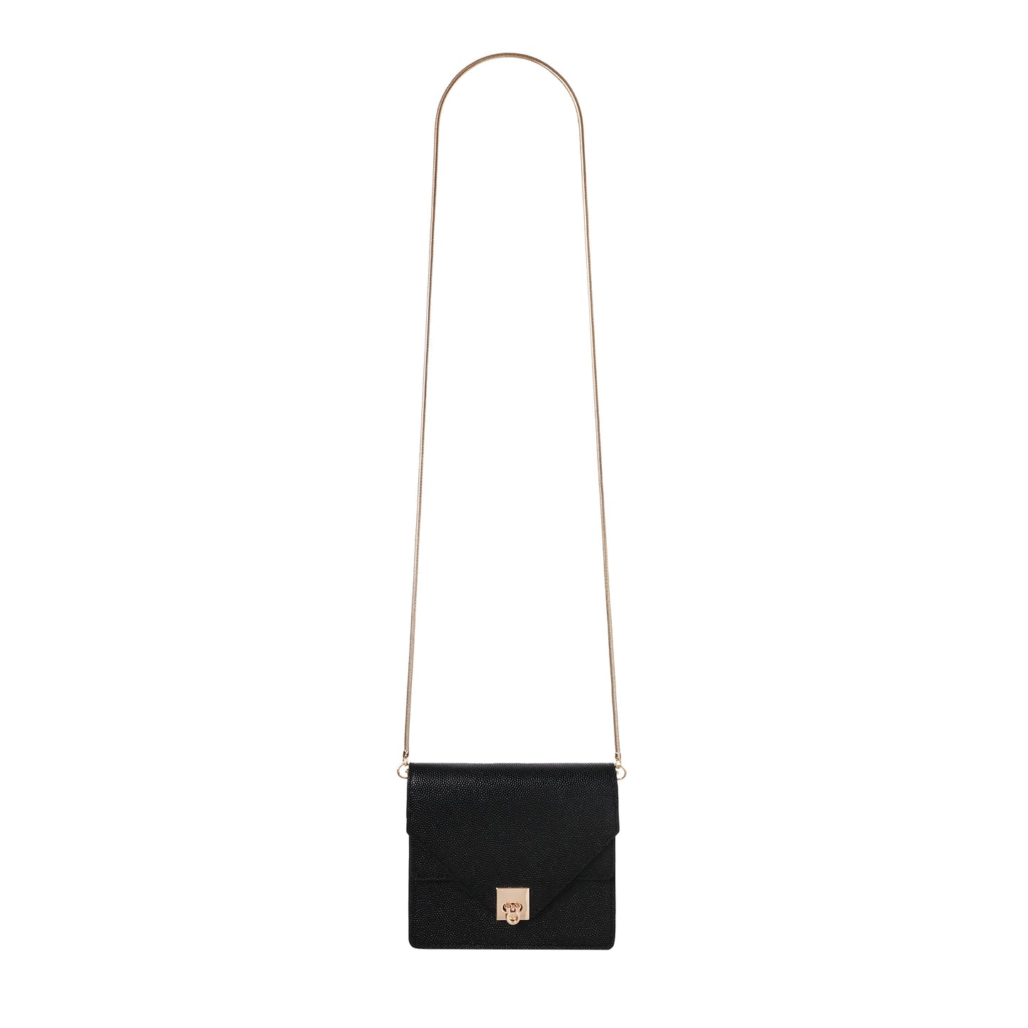 Double Flap Caviar Leather Cross Body Black