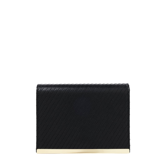 Asymmetrical Stitched Napa Crossbody Black