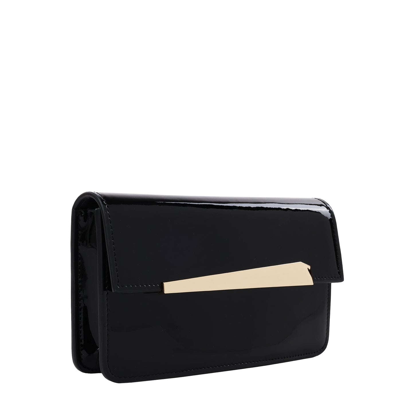 Shiny Patent Leather Clutch Black