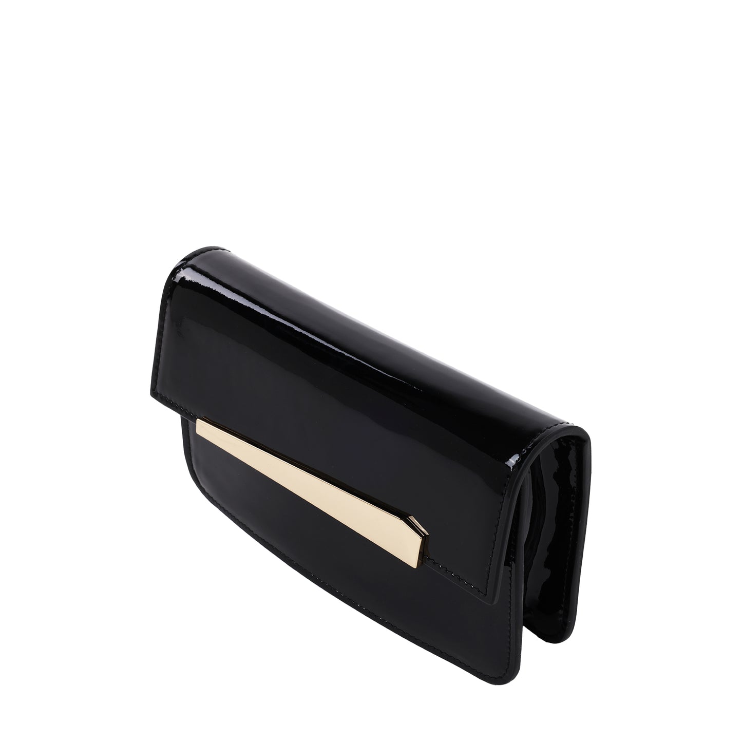 Shiny Patent Leather Clutch Black