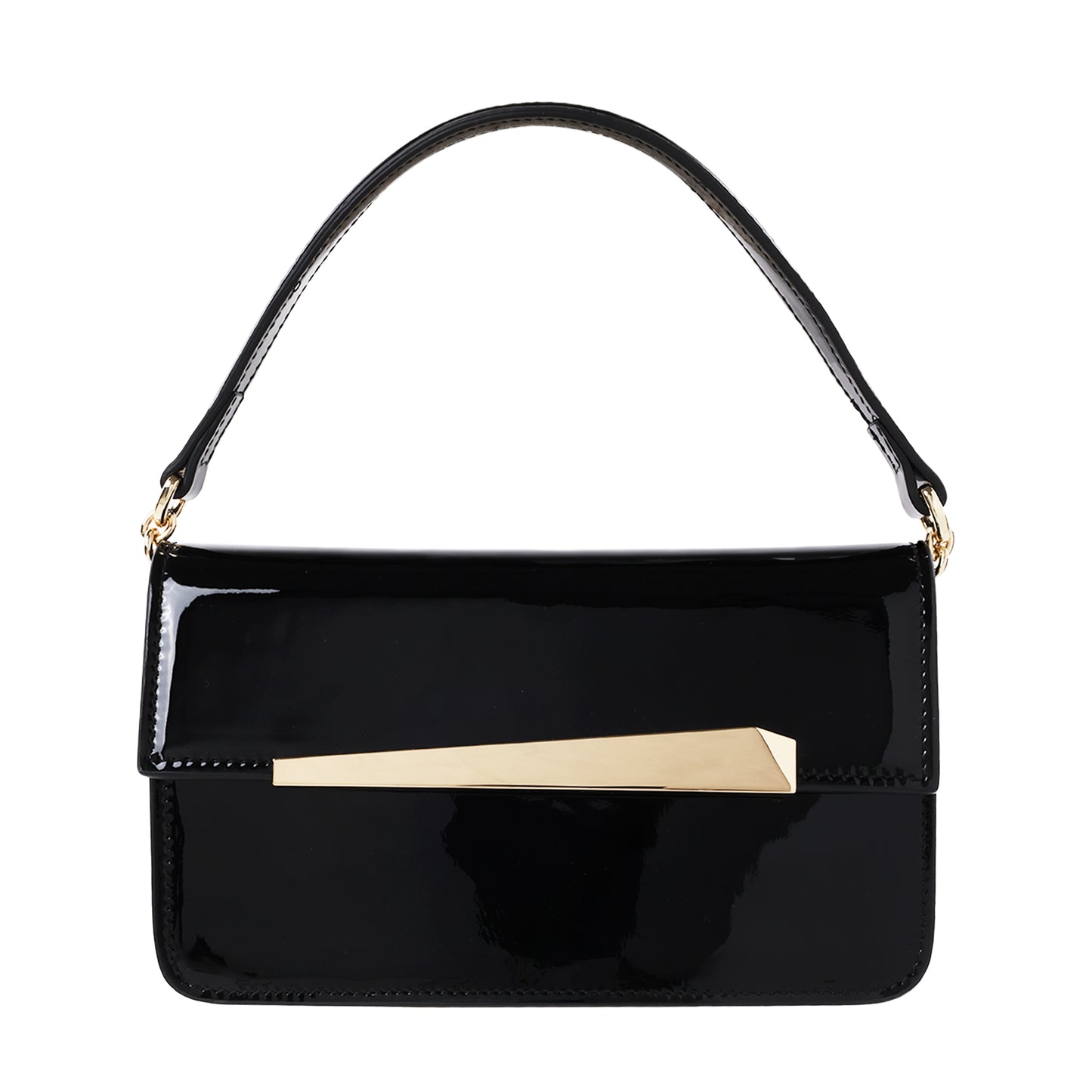 Shiny Patent Leather Clutch Black