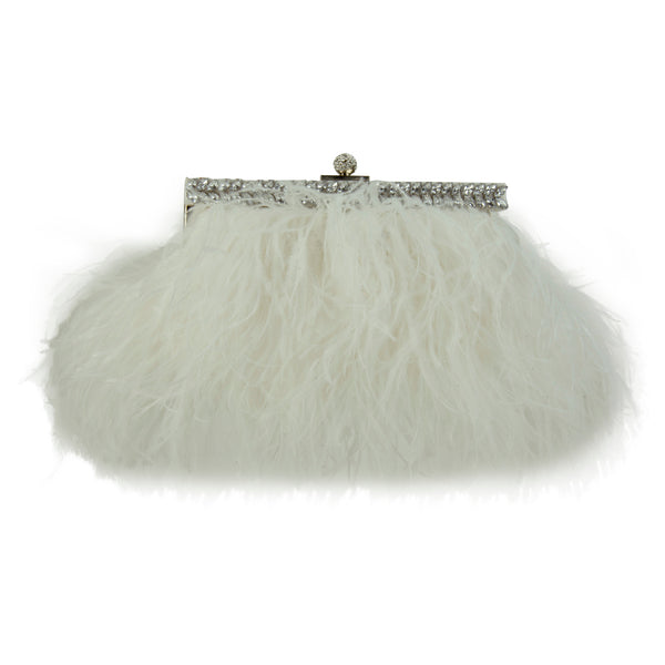 Feather Clutch with Gem Detail