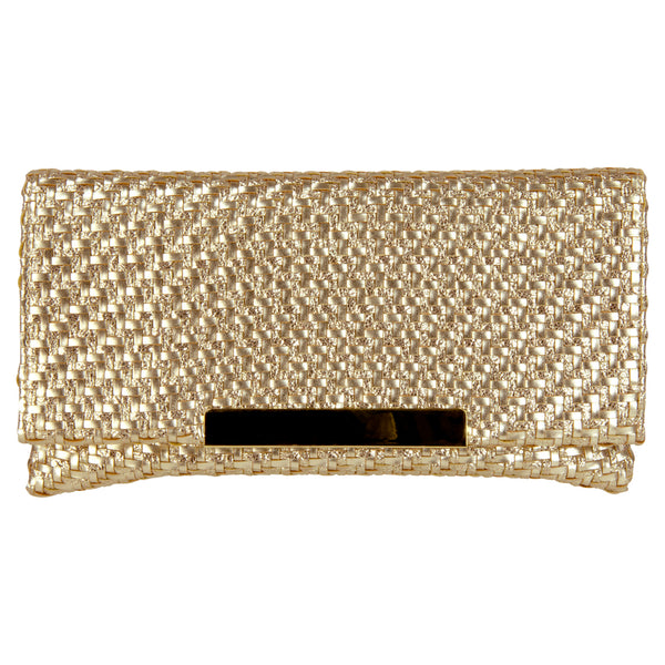 Woven Flap Clutch with Edgebar