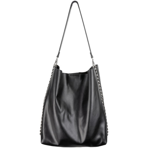 Faux Leather Hobo with Chain Detail