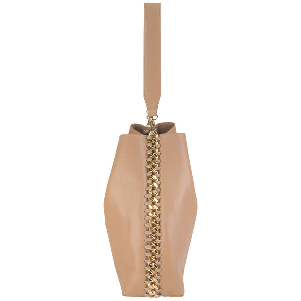 Faux Leather Hobo with Chain Detail