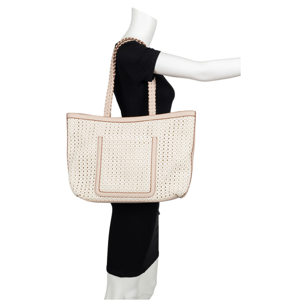 Woven Vegan Leather Tote