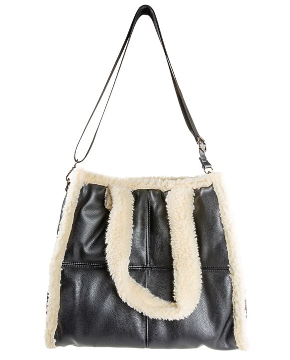 Quilted Shopper with Shearling Trim